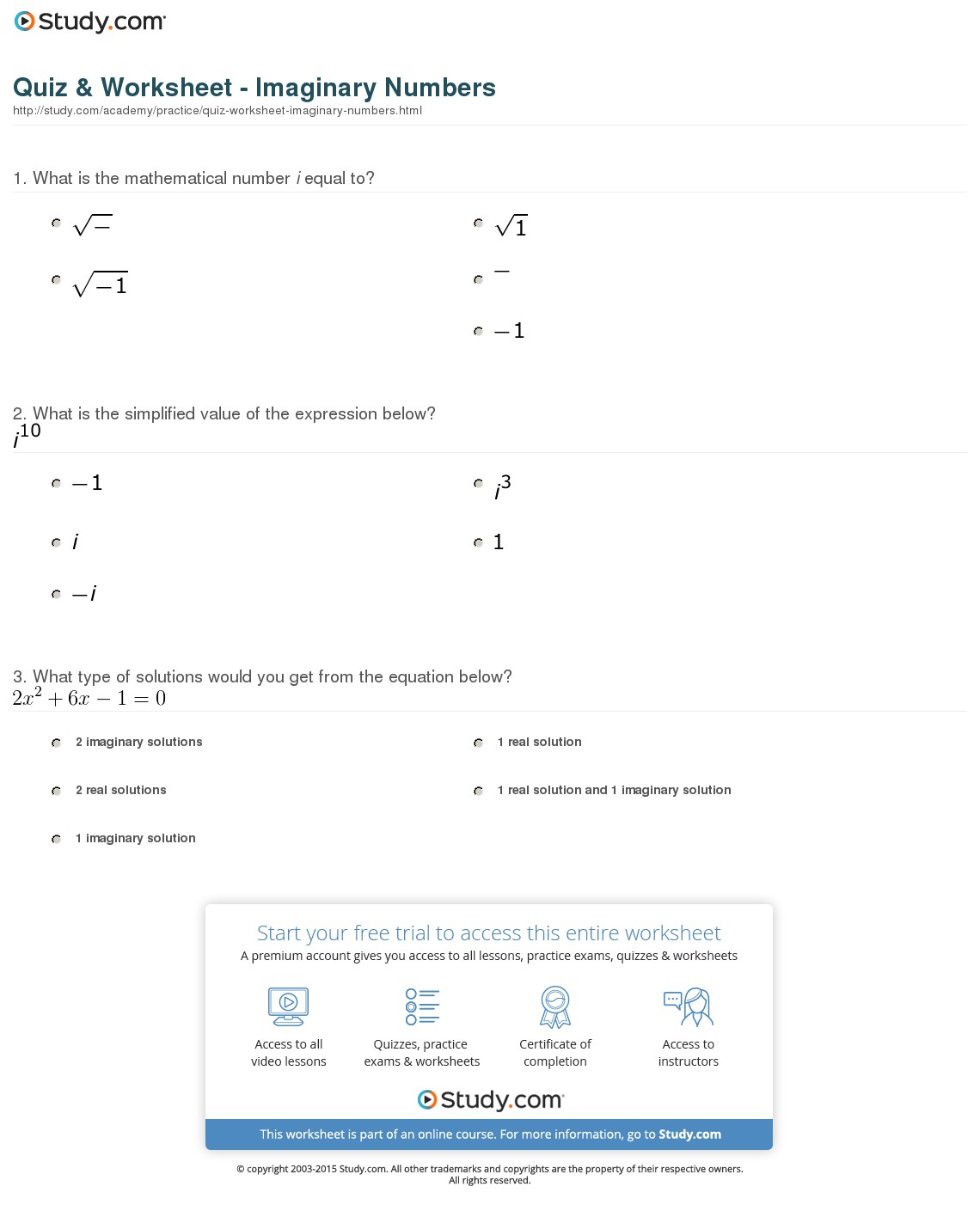Quiz & Worksheet