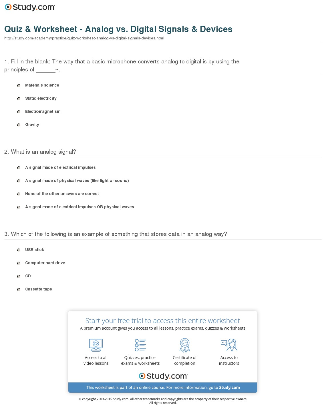 Quiz & Worksheet