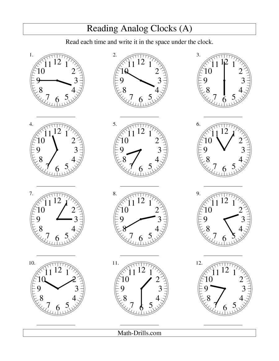 Reading Time On An Analog Clock In 5 Minute Intervals (a)
