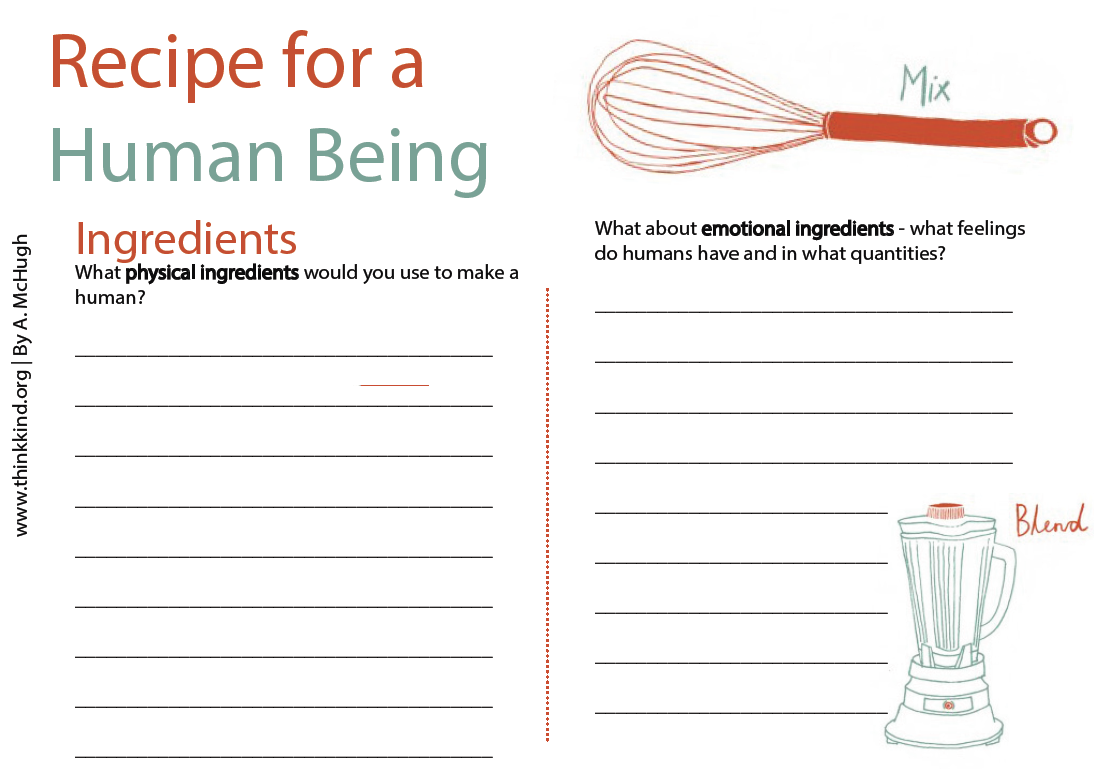 Recipe For A Human Being Worksheet