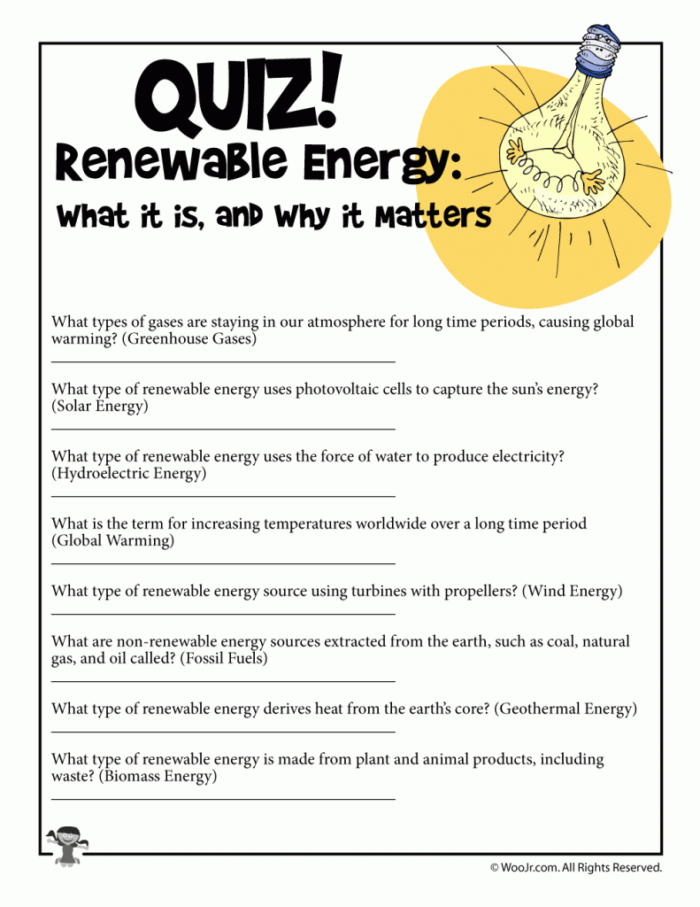 Renewable Energy Lesson Plan And Printable Worksheets