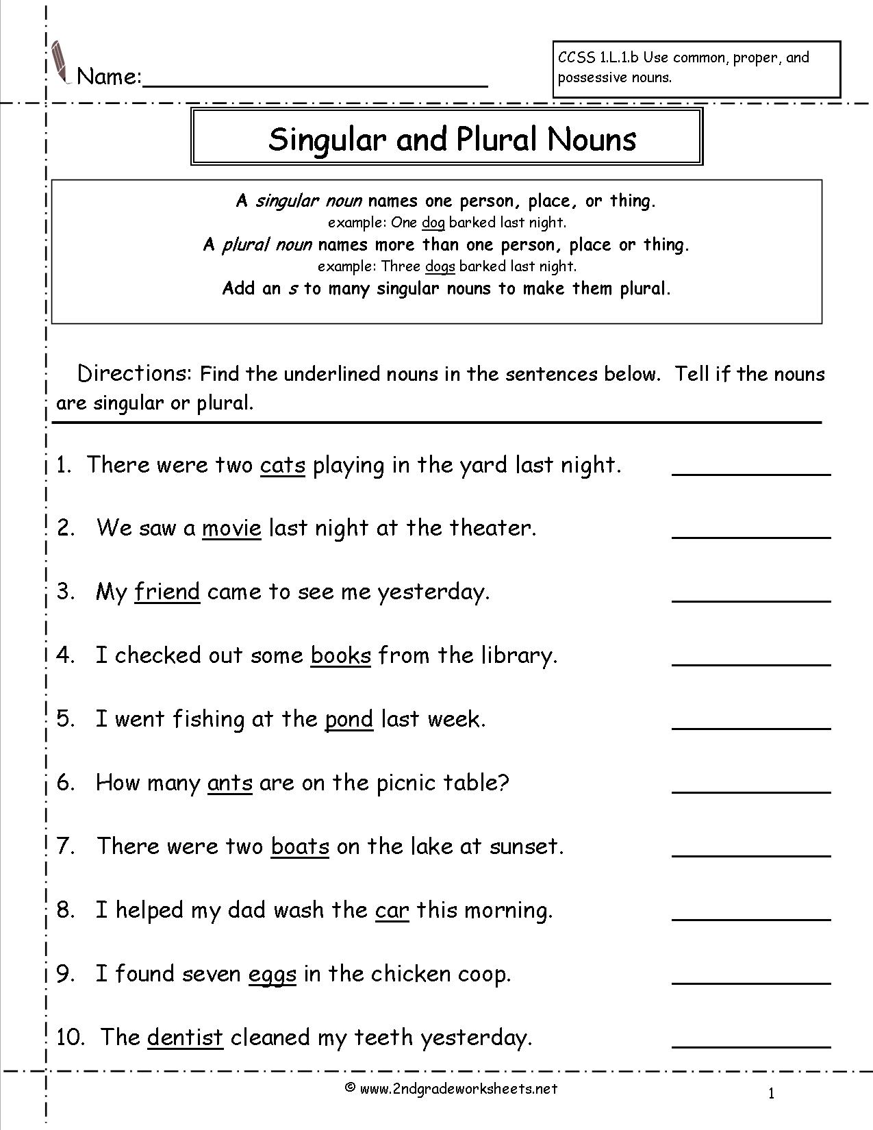 Singular Plural Possessive Nouns Worksheet The Best Worksheets