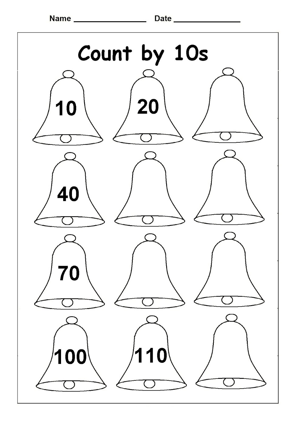 Skip Counting By 10 Worksheets