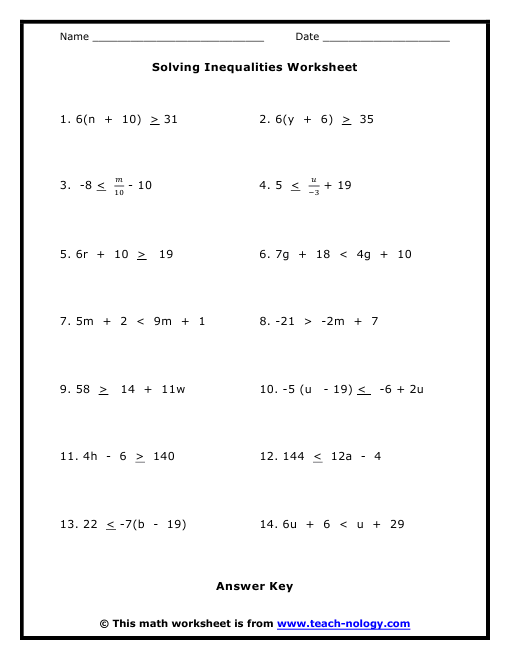 Solving Equations And Inequalities Worksheets The Best Worksheets