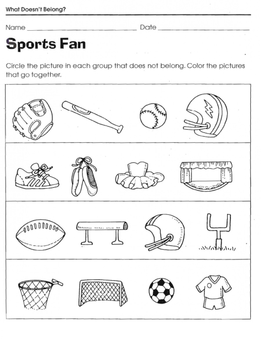 Sports Worksheets For Kids Cute