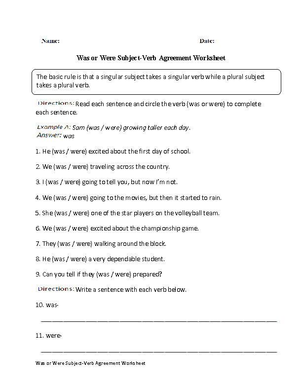 Subjects And Verbs Worksheets The Best Worksheets Image Collection