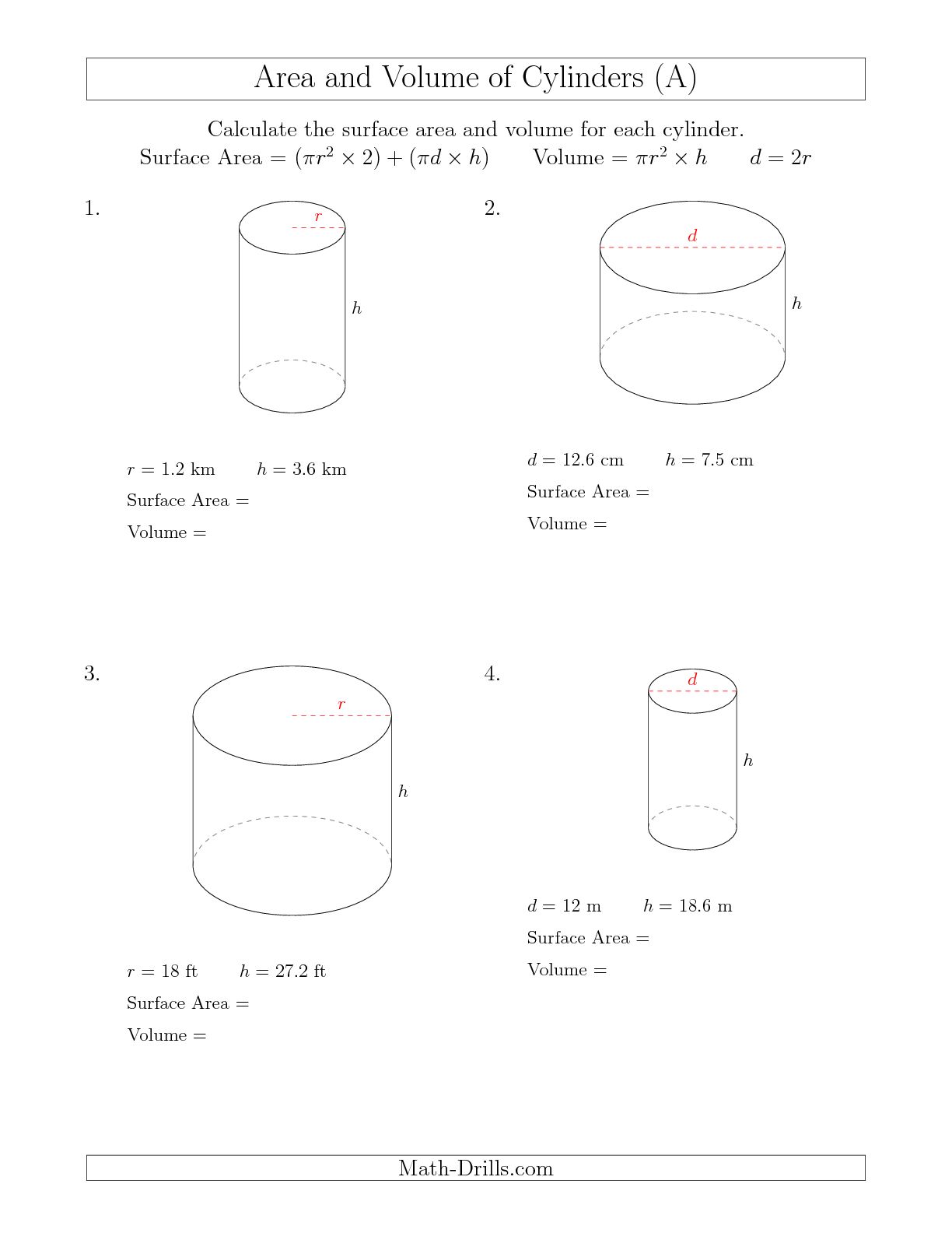 Surface Area And Volume Worksheets With Answers