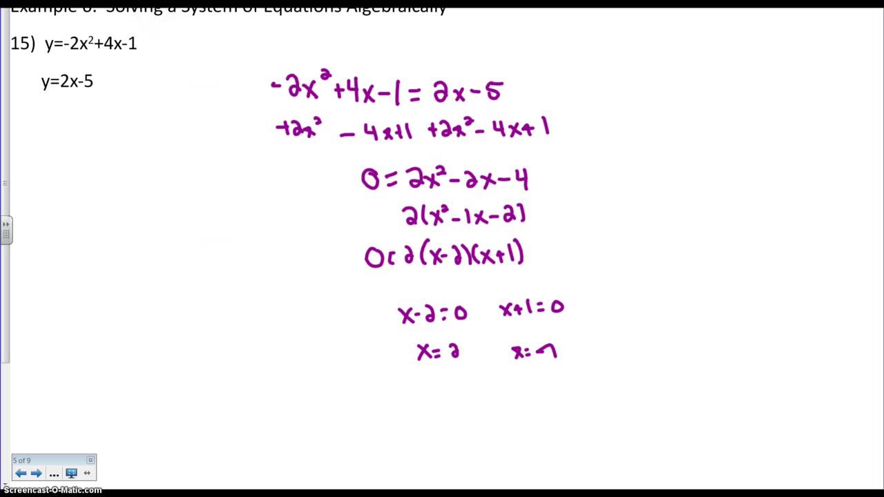 Systems Of Quadratic Equations Worksheet Worksheets For All