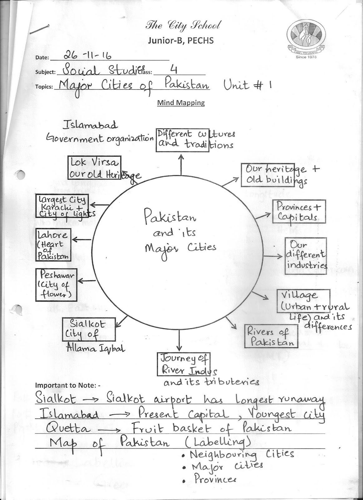 The City School  Social Studies Grade 4 Reinforcement Worksheets