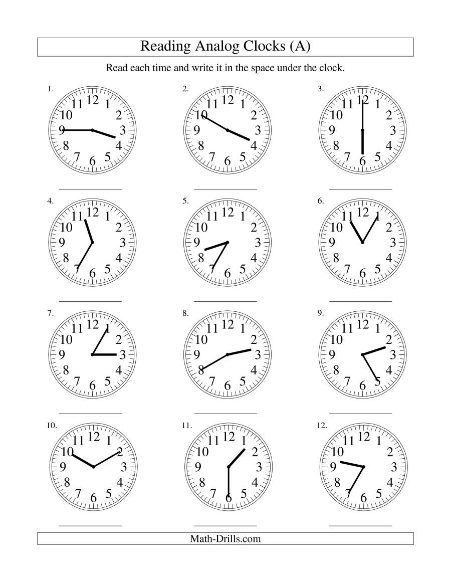 The Reading Time On An Analog Clock In 5 Minute Intervals (a) Math