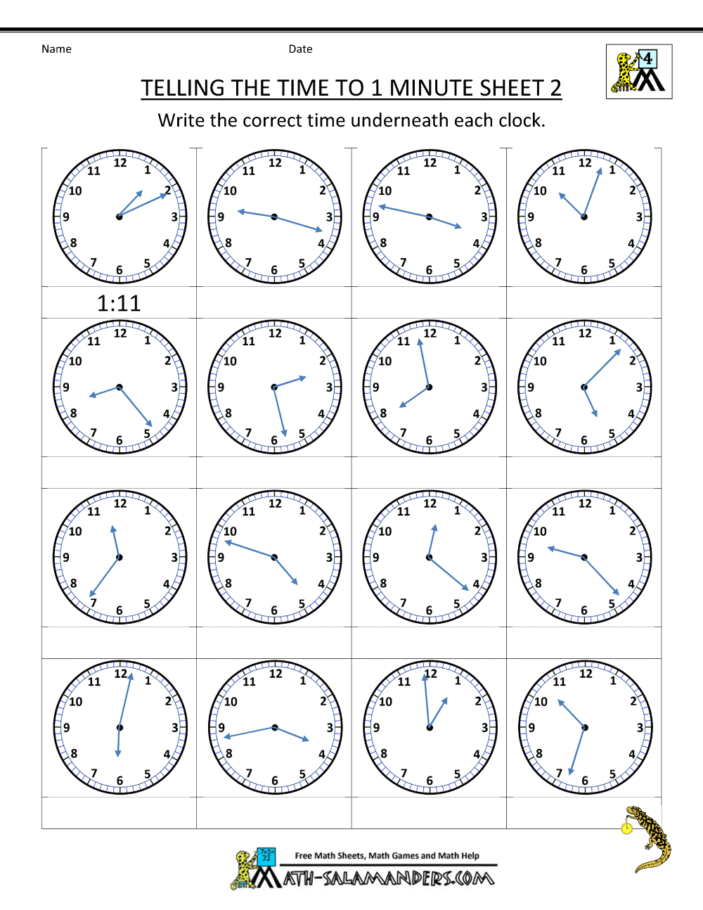 Time Worksheets 3rd Grade