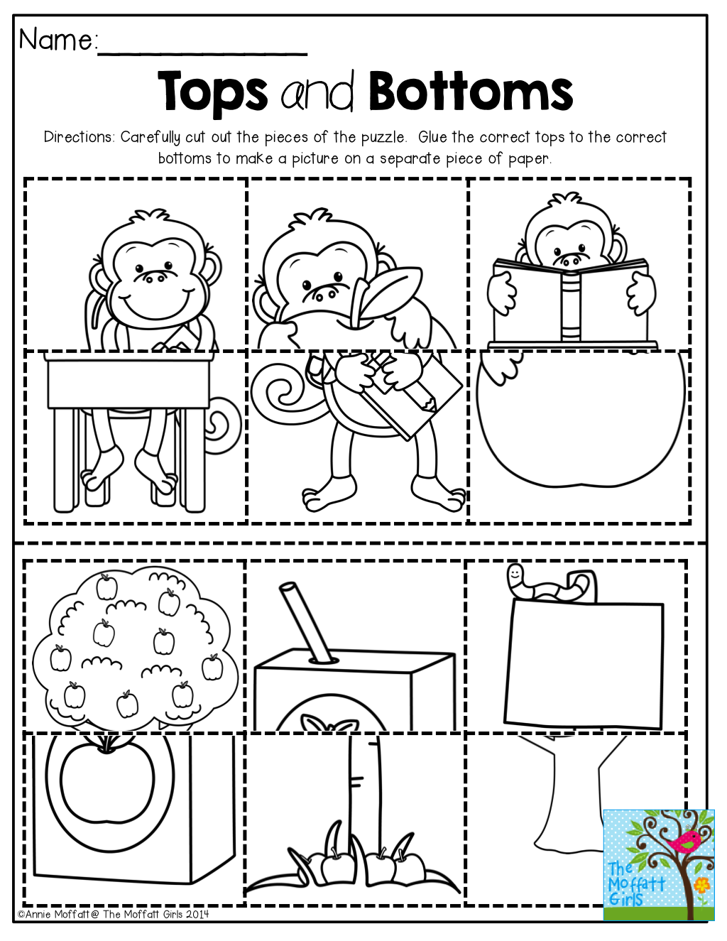Tops And Bottoms Puzzles Cut Out The Pieces Match To Fine Motor
