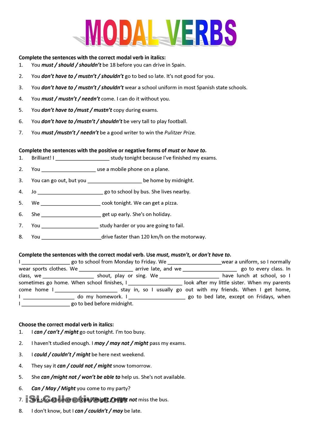 Ultimate Grammar Worksheets For Modals On Resultado De Imagen Para