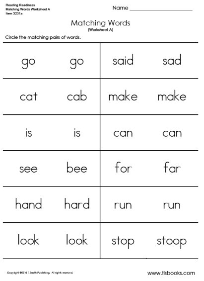 Word Match Worksheets The Best Worksheets Image Collection