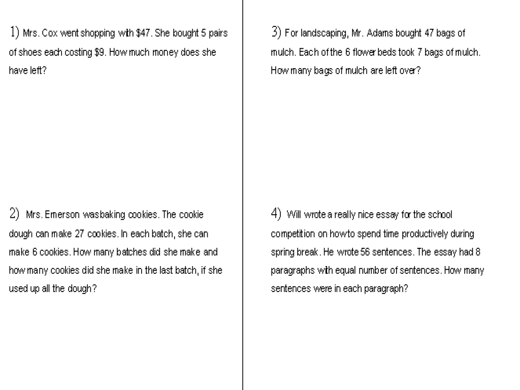 Word Problems Multiplication And Division 3rd Grade Common Core