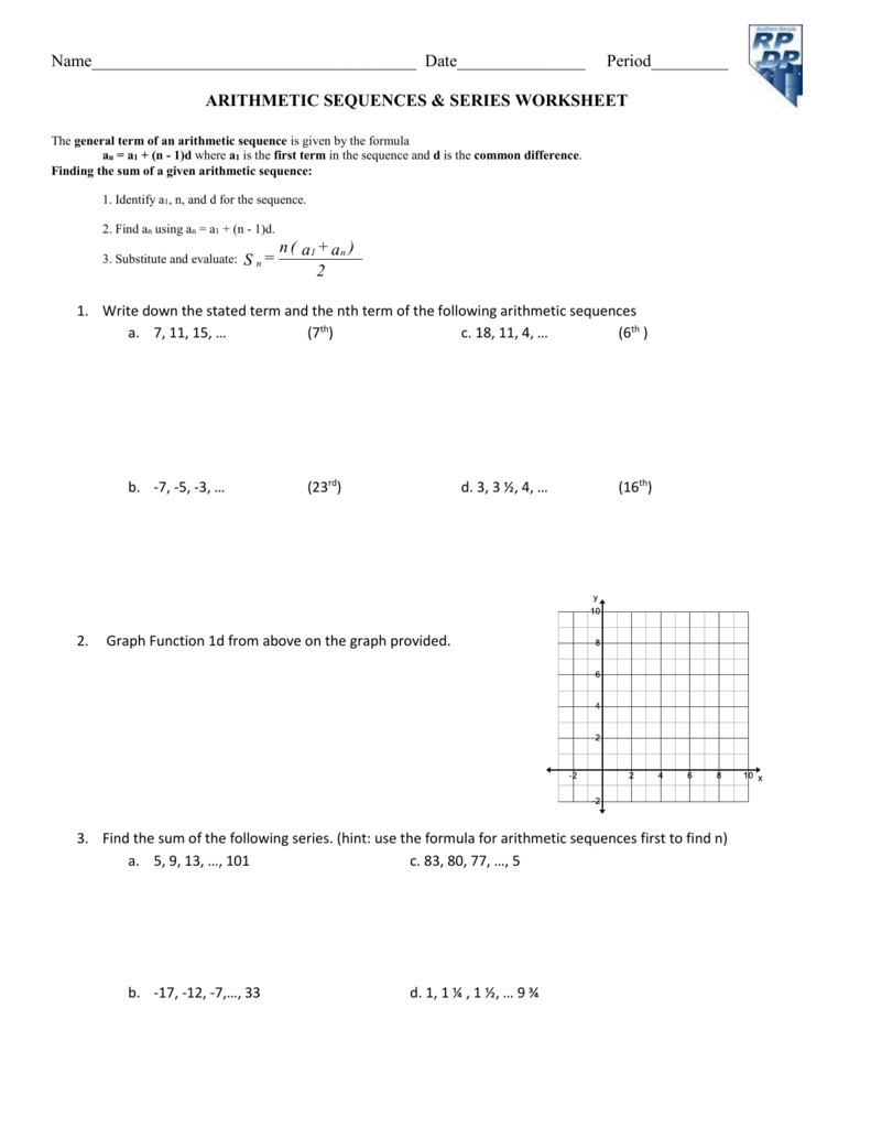 Worksheet  Arithmetic Sequences And Series Worksheet  Hate Mysql