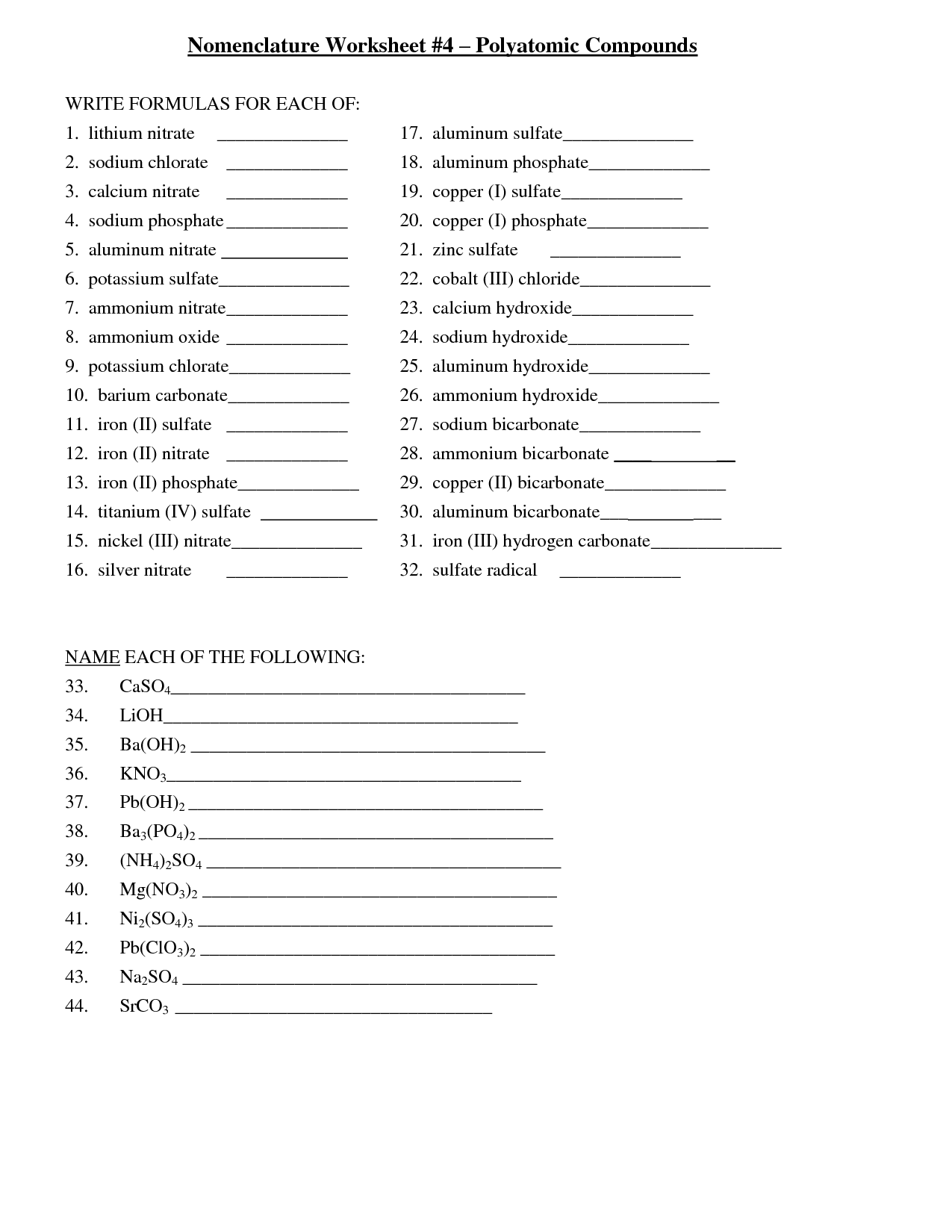Worksheet  Simple Binary Ionic Compounds Worksheet 2 Answers