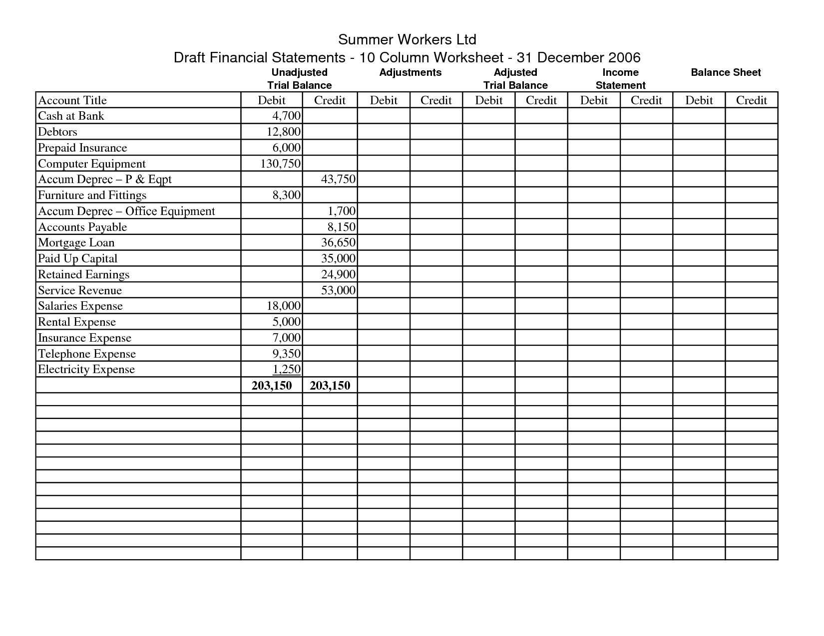Worksheets  Accounting Worksheet Template  Tokyoobserver Just