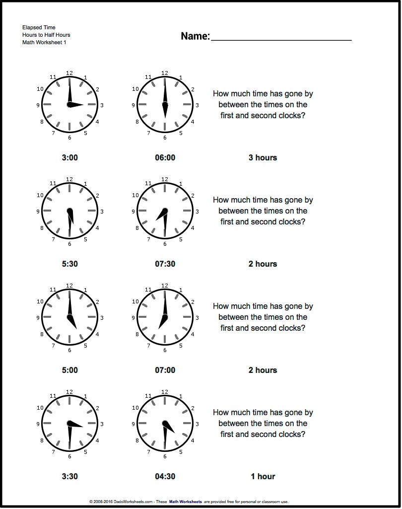 Worksheets For Elapsed Time To The Hour