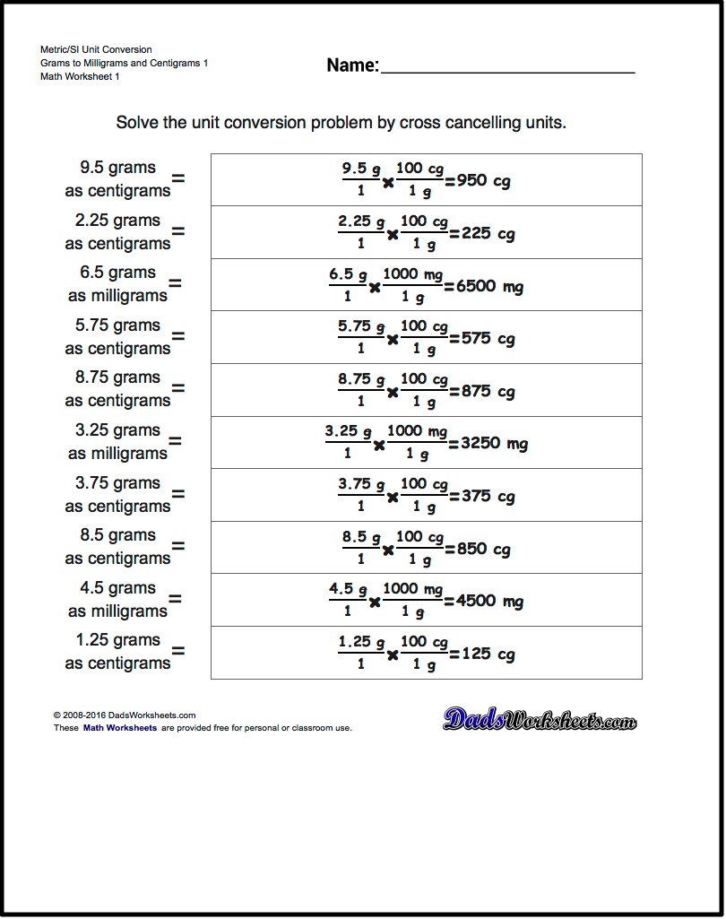 Worksheets For Metric Si Unit Conversions  All With Answer Keys