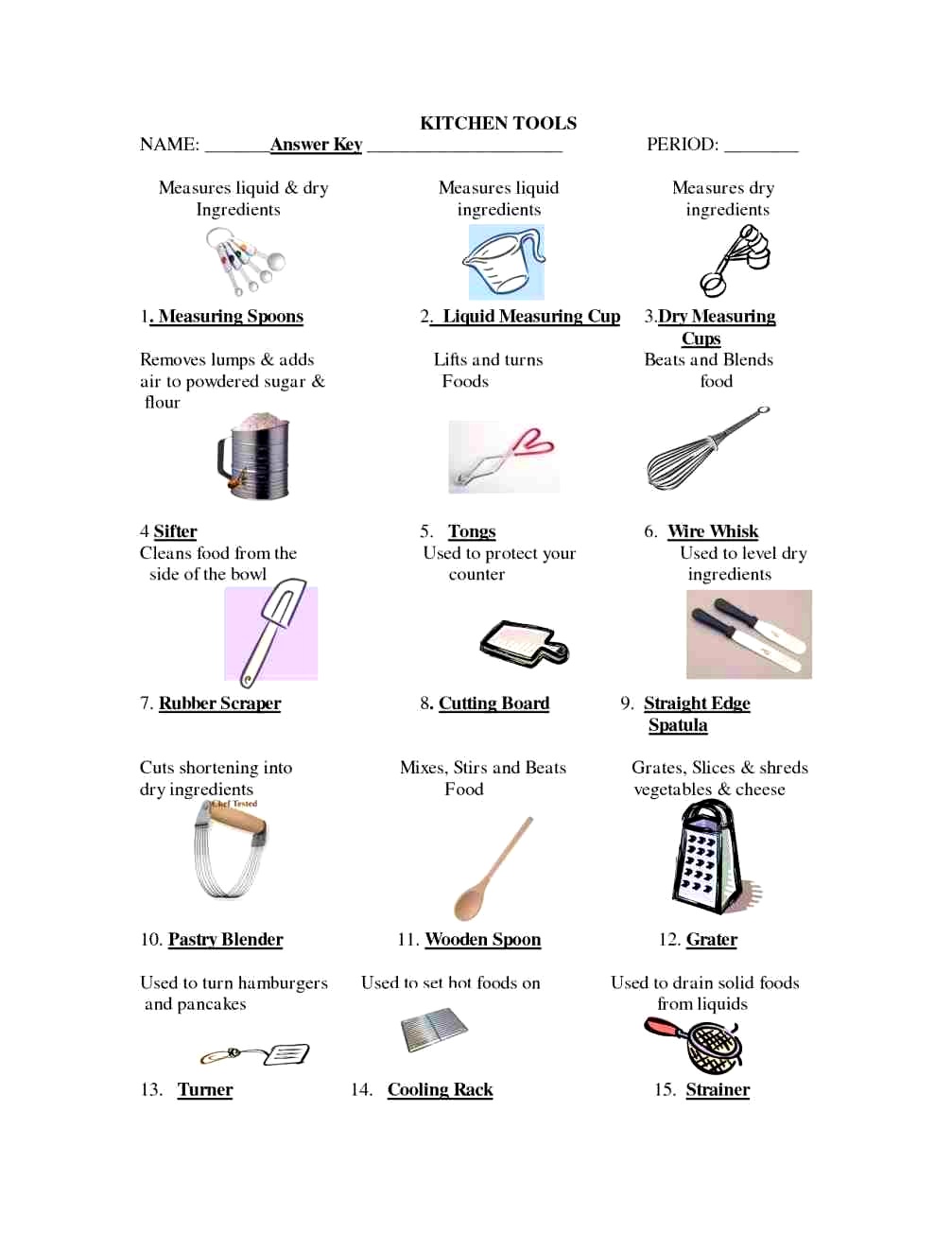 Measuring Cups And Spoons Worksheets