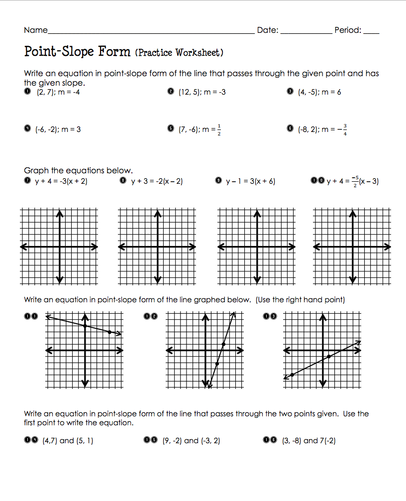 Writing Equations In Point Slope Form Worksheet Answers Worksheets