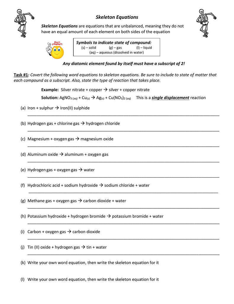 07 Skeleton Equations Worksheet