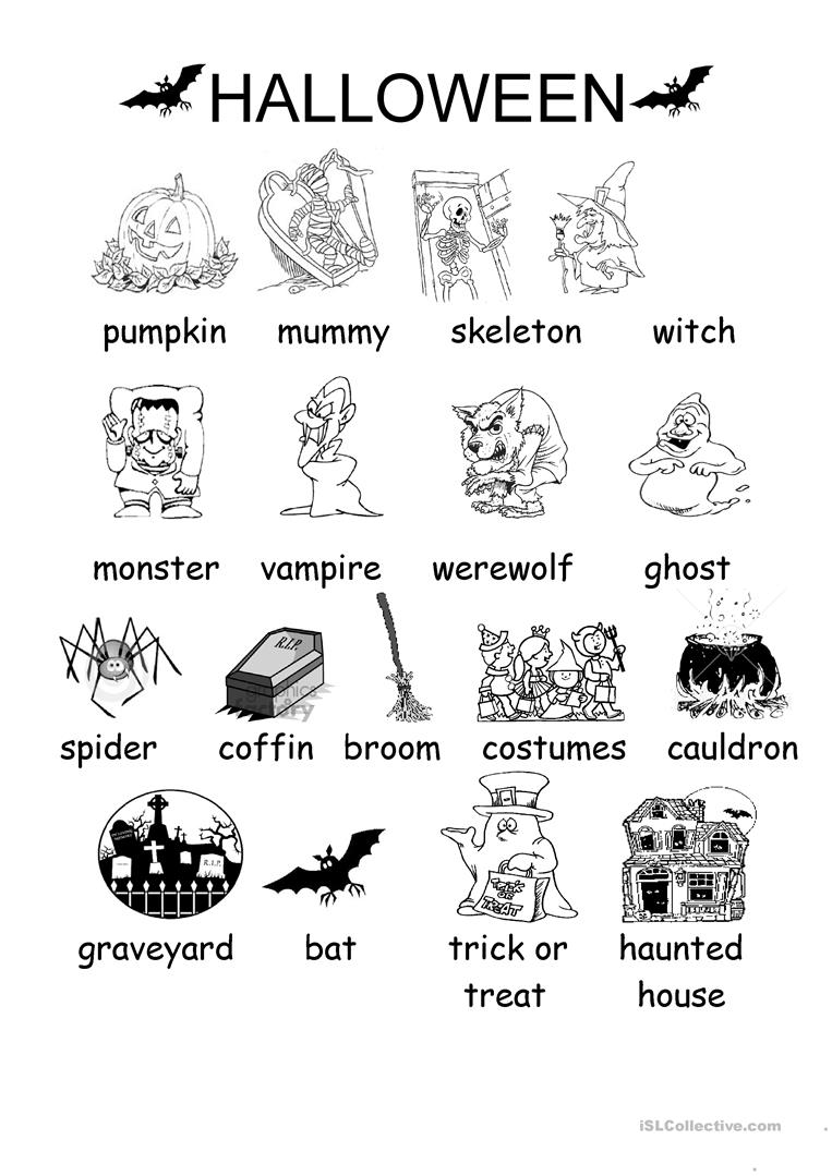 19 Free Esl Halloween Vocabulary Worksheets