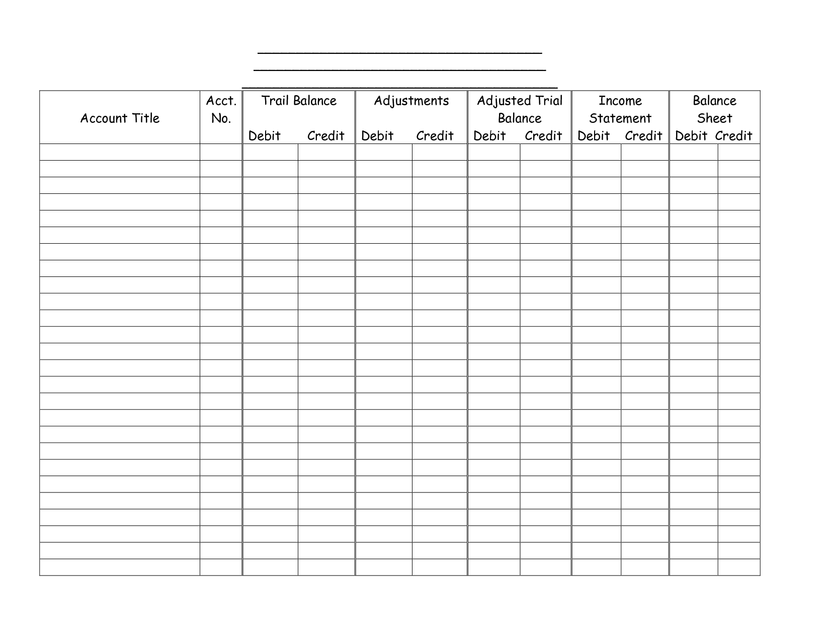 48 Accounting Worksheet Template, 4 Accounting Worksheet Templates