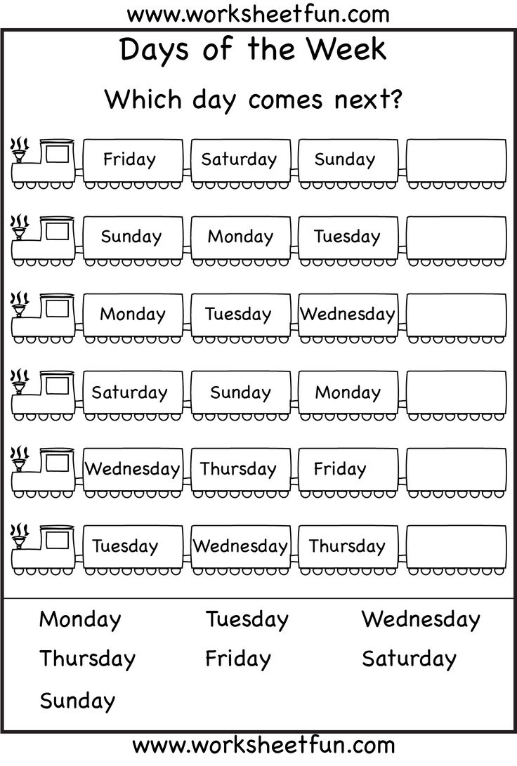 90 Best Days Of The Week! Images On Worksheets Samples