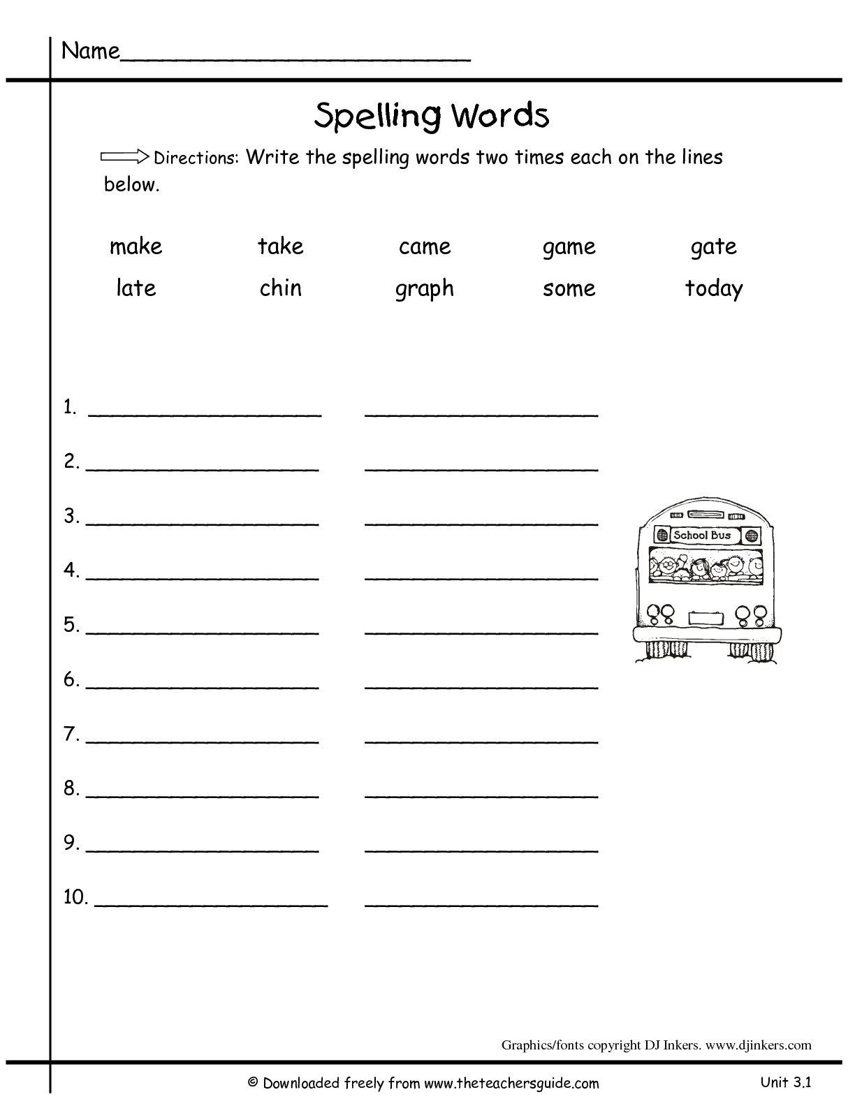 Accounting  Spelling Test Printable Worksheets  Spelling Test