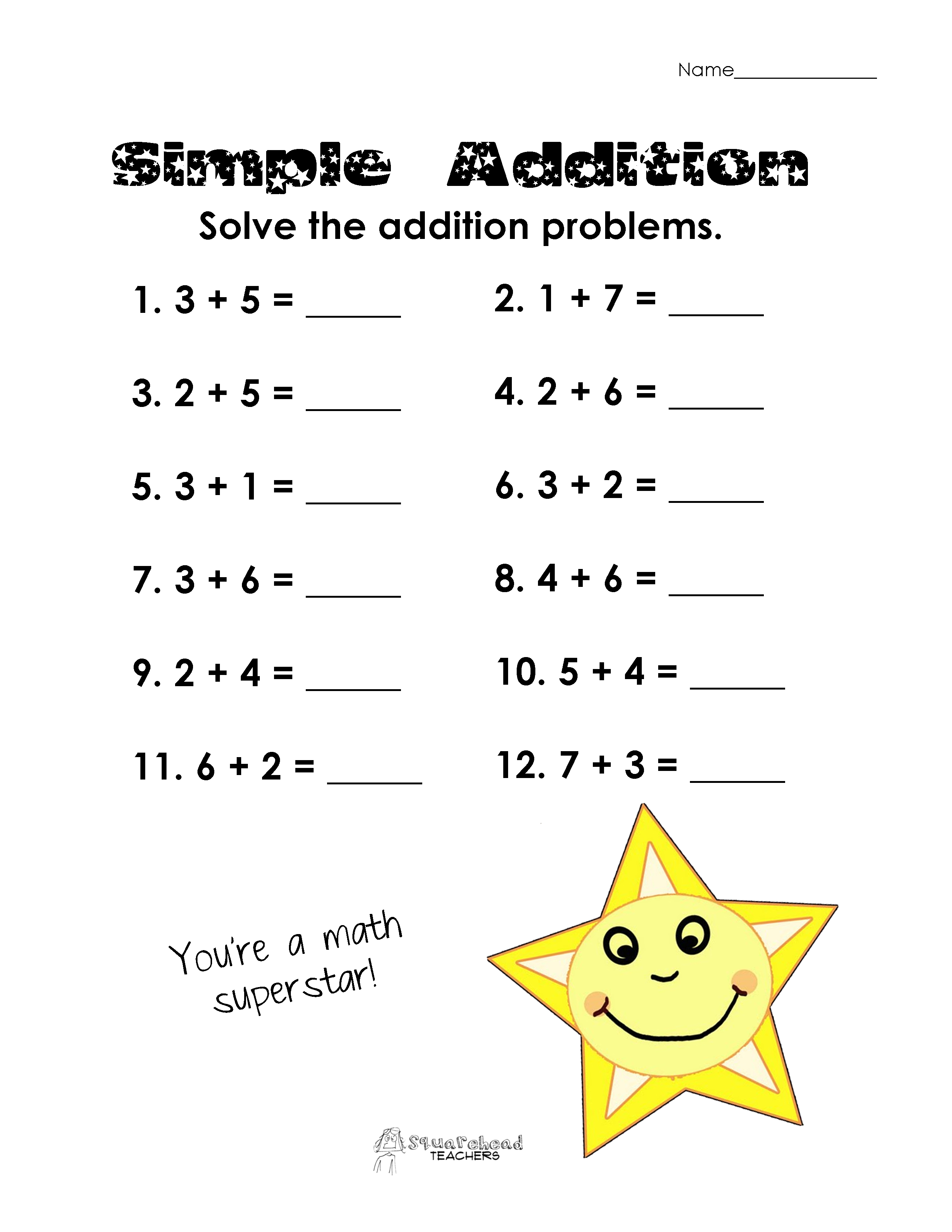 Additions  Basic Addition Worksheets Additions Math Facts 2nd