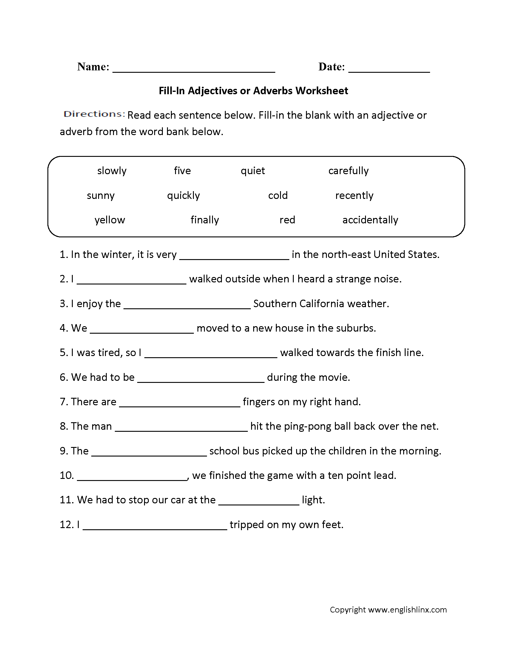 Adjectives And Adverbs Worksheet The Best Worksheets Image