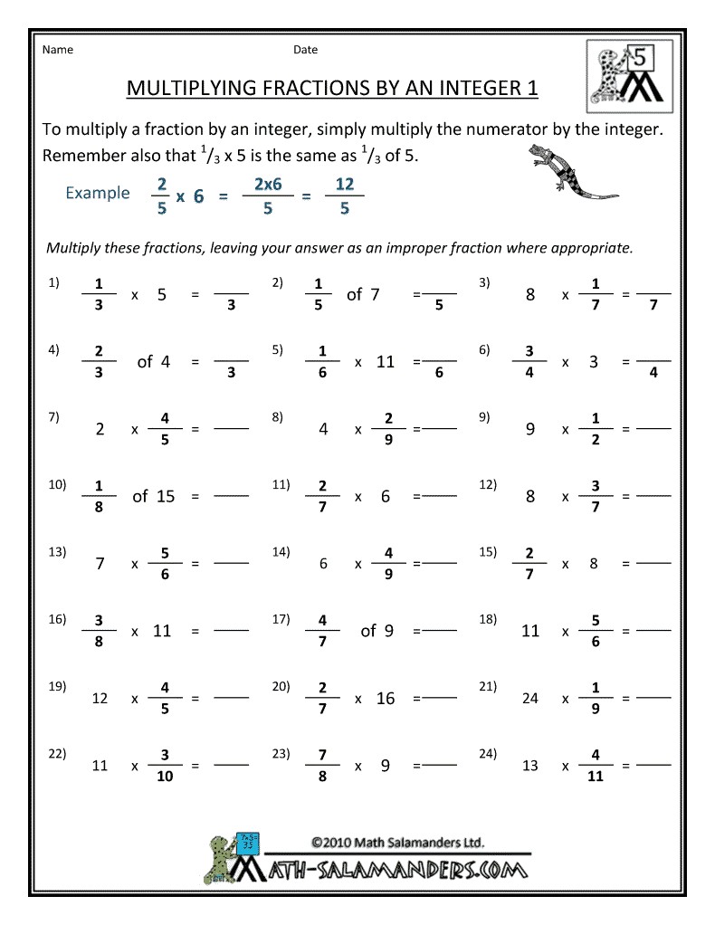 7th Grade Math Worksheets Integers
