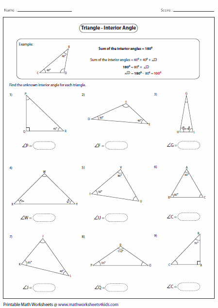 Angles In Triangle Worksheet The Best Worksheets Image Collection