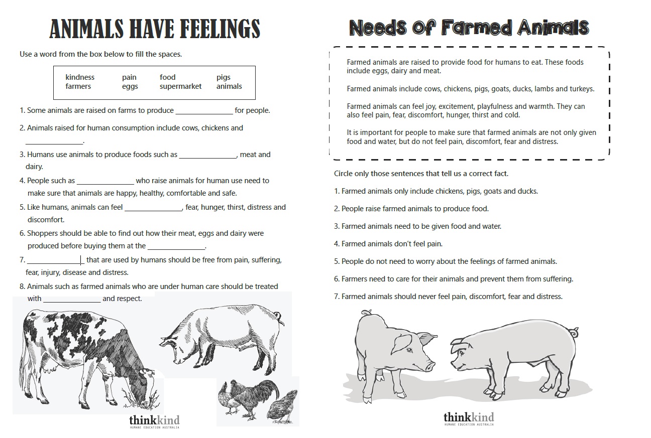 Animals Basic Needs Worksheets