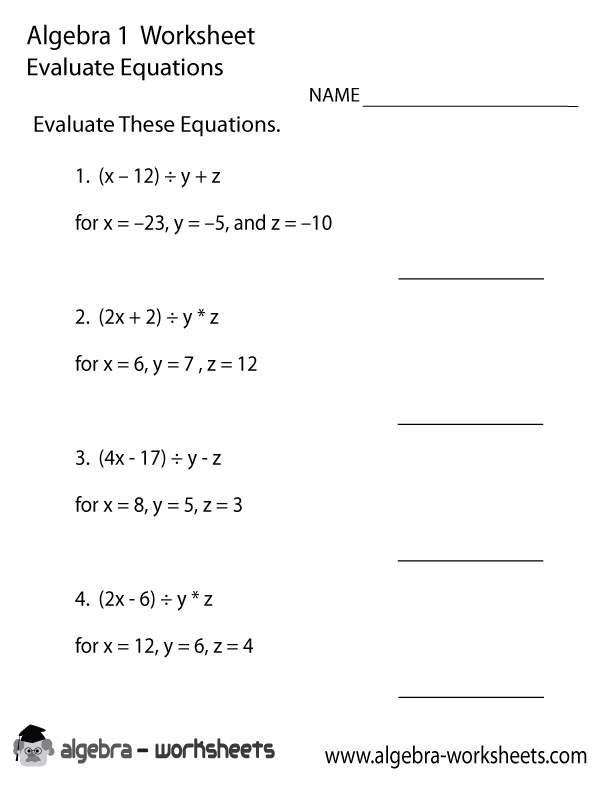 Basic Algebra Problems Worksheets The Best Worksheets Image