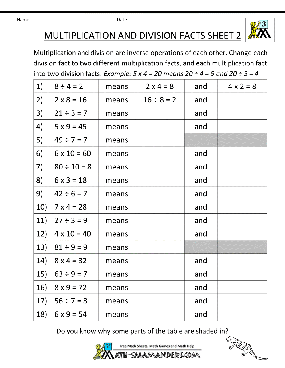 Relate Multiplication And Division Worksheets 