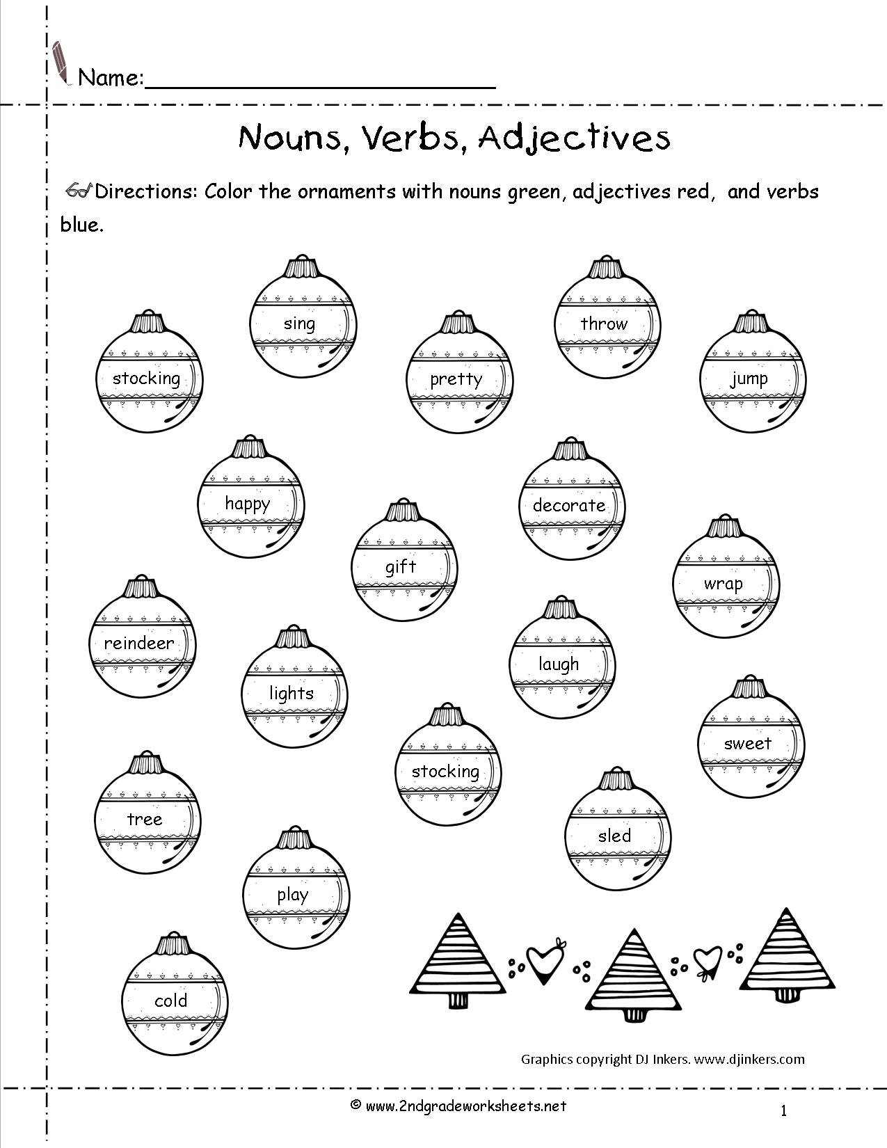Christmas Nouns Worksheets