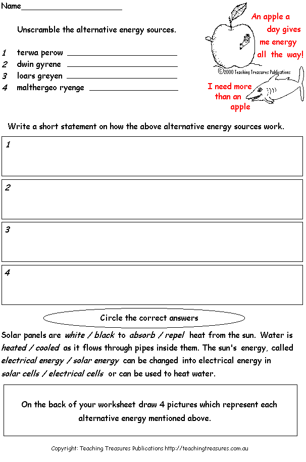 Collection Of Alternative Energy Worksheets