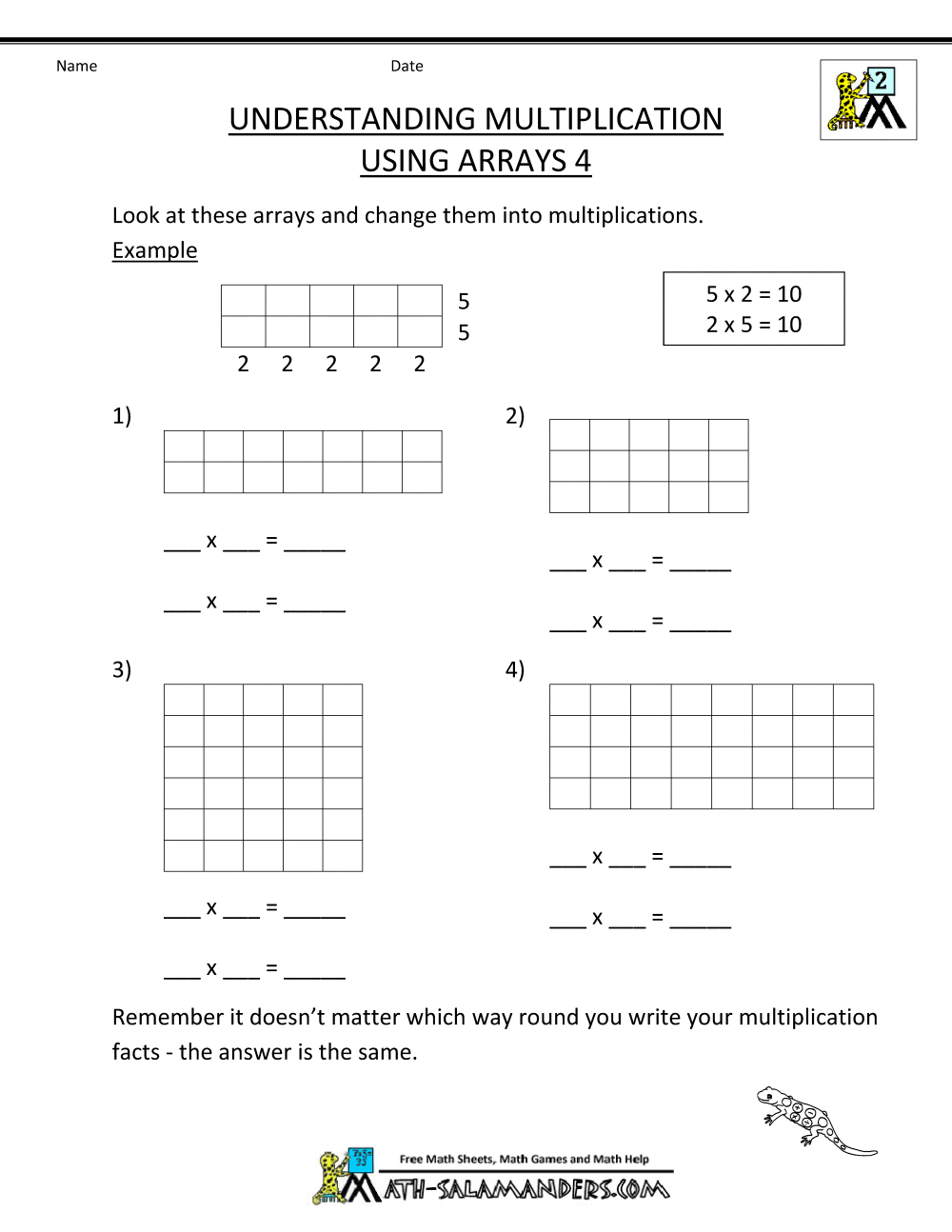Collection Of Arrays In Multiplication Worksheets