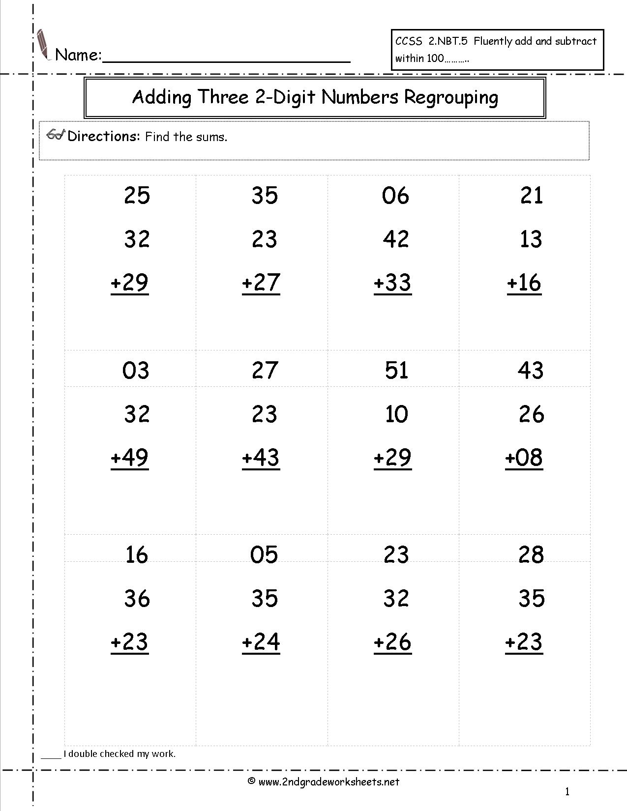 Collection Of Free Math Worksheets Double Digit Addition