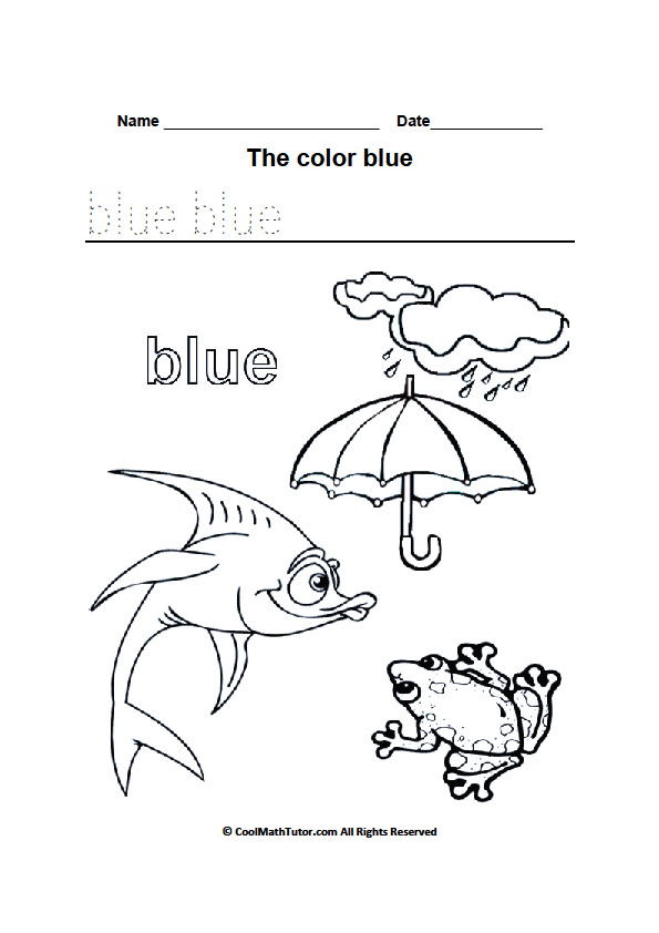 Collection Of Kindergarten Worksheets Color Blue