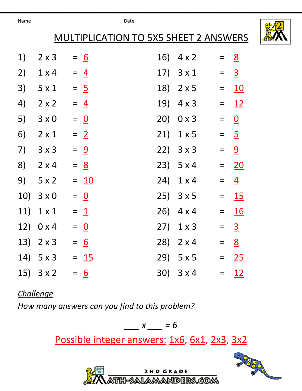 Collection Of Printable Multiplication Worksheets With Answers