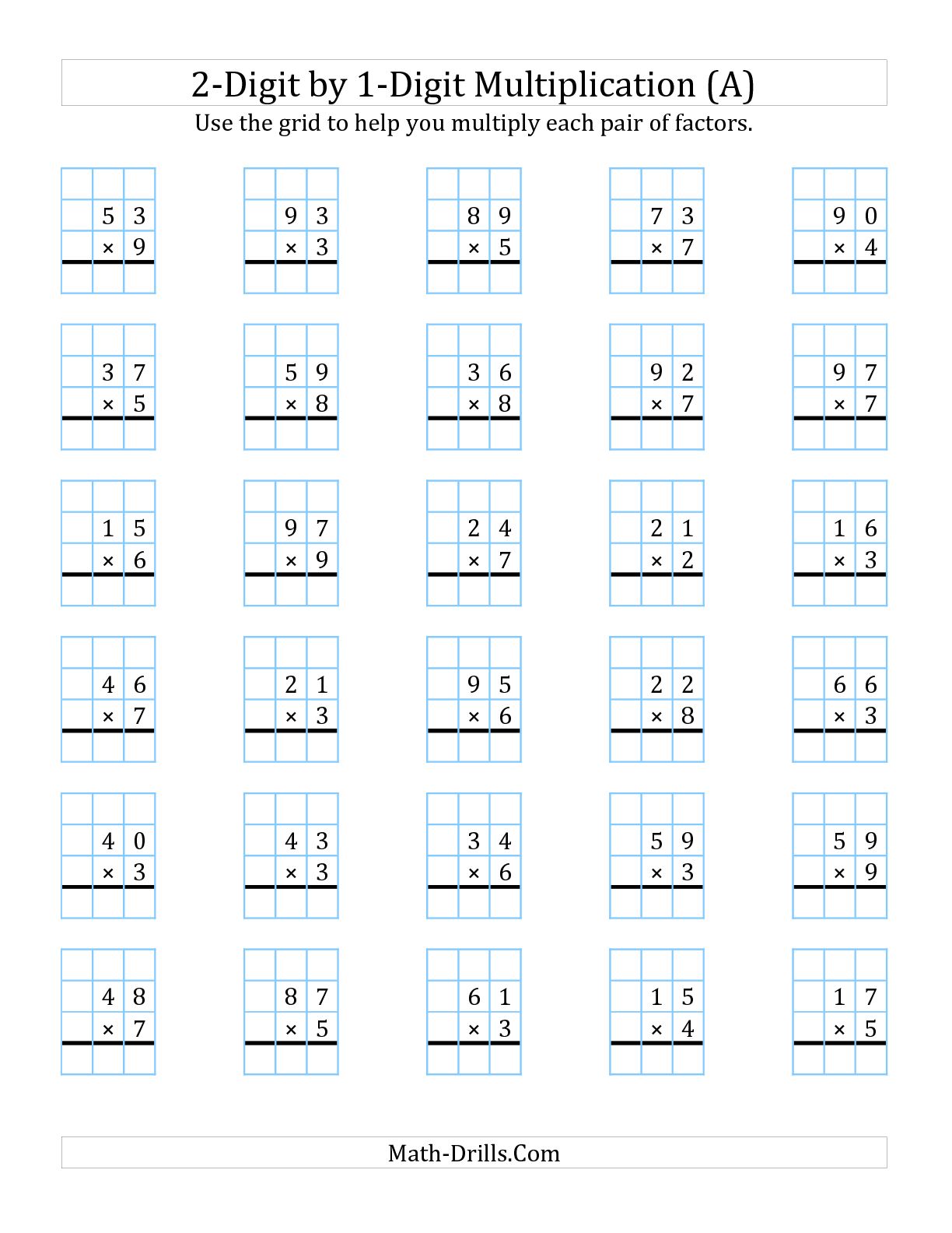 Collection Of Two Digit Multiplication Worksheets Pdf