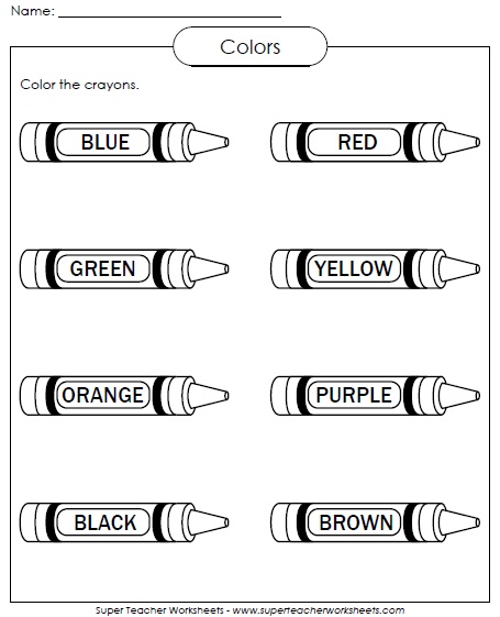 Color Words Worksheet For Kindergarten The Best Worksheets Image
