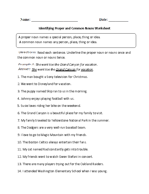 Common Vs Proper Nouns Worksheet The Best Worksheets Image