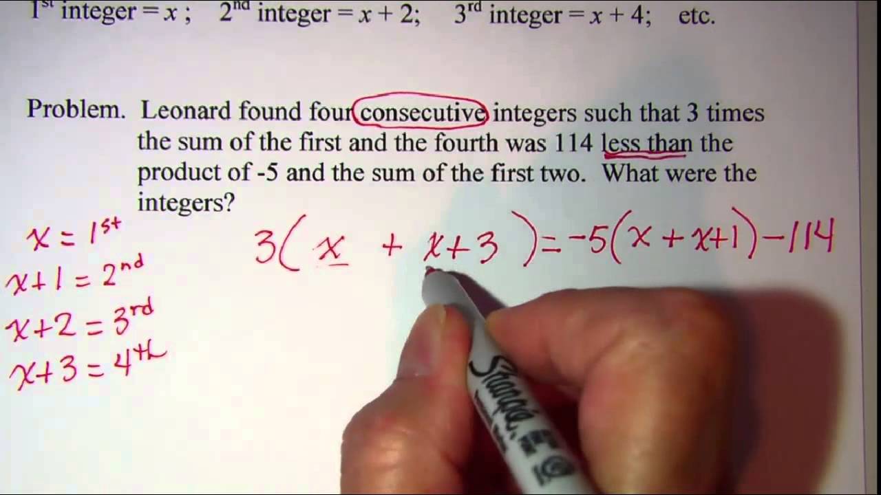 Consecutive Integer Word Problems 2