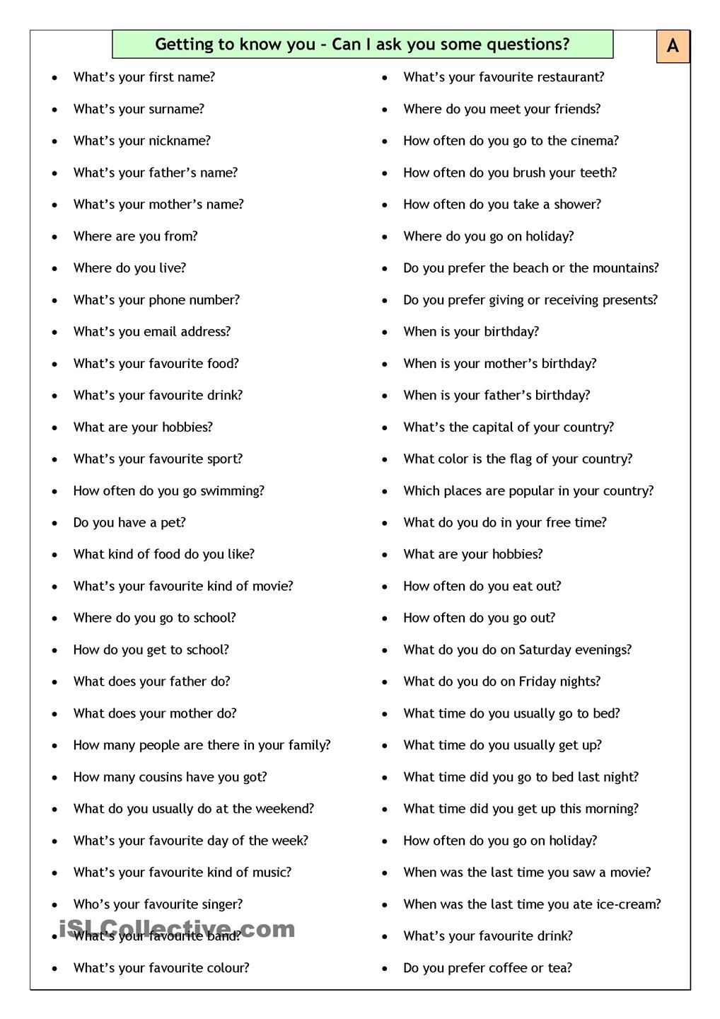 Conversation Questions