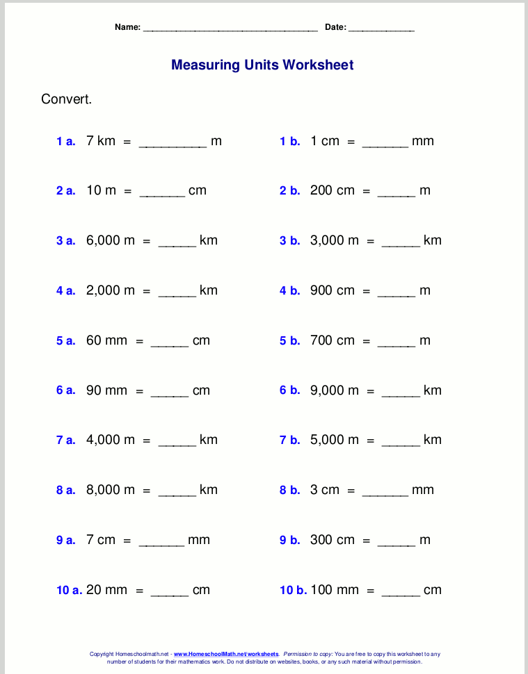 Conversion Worksheets 4th Grade The Best Worksheets Image